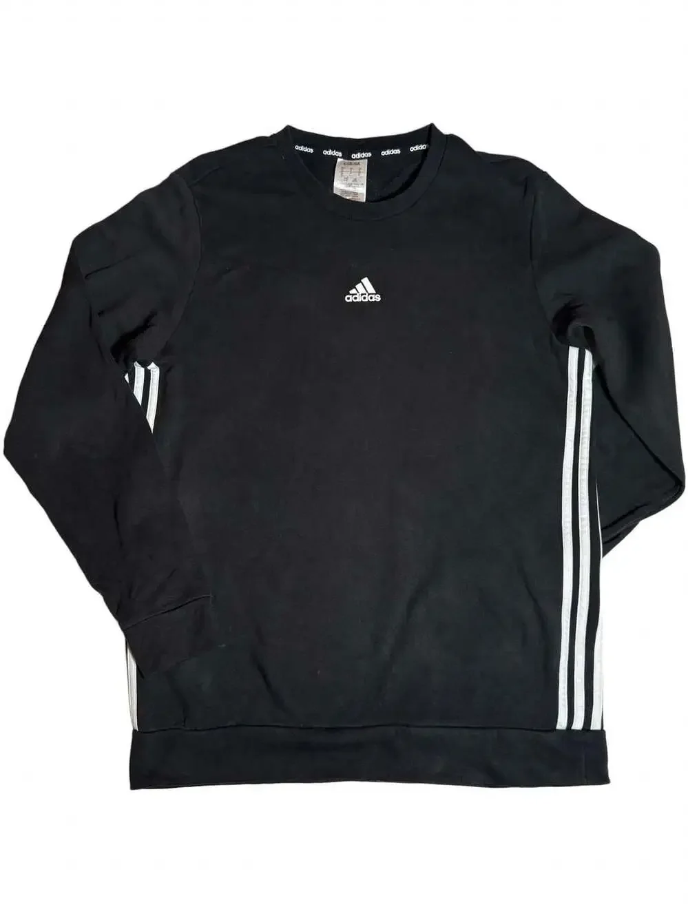 Adidas Black Sweatshirt 3-Stripe Crewneck Size L